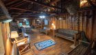 Living room area in Black Bar Lodge along the Rogue River, Oregon