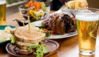 Plated burgers and fries served during a guided biking tour in Idaho.