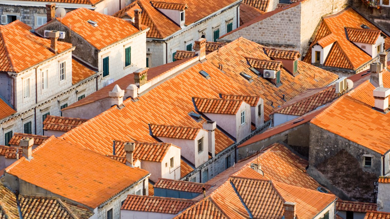 tile roofs in croatia town