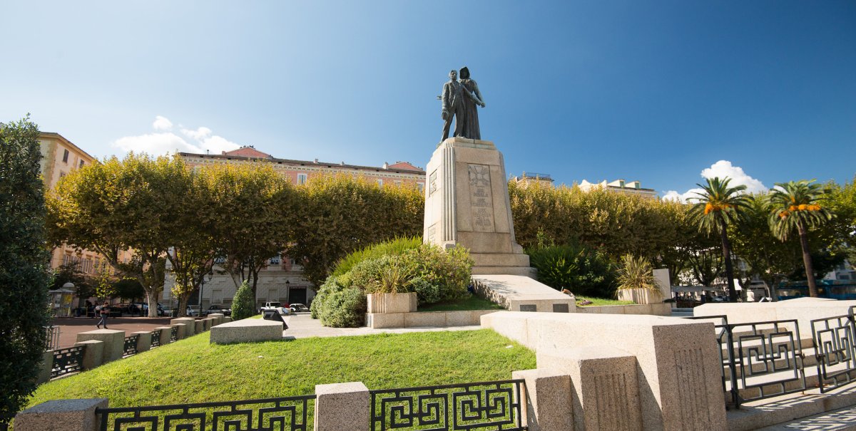 Corsican war memorial in Ajaccio on a sunny day