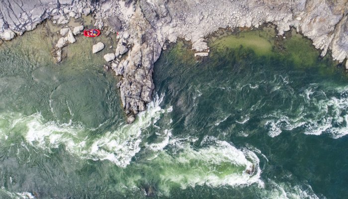 Scouting a rapid along the lower Salmon River in Idaho