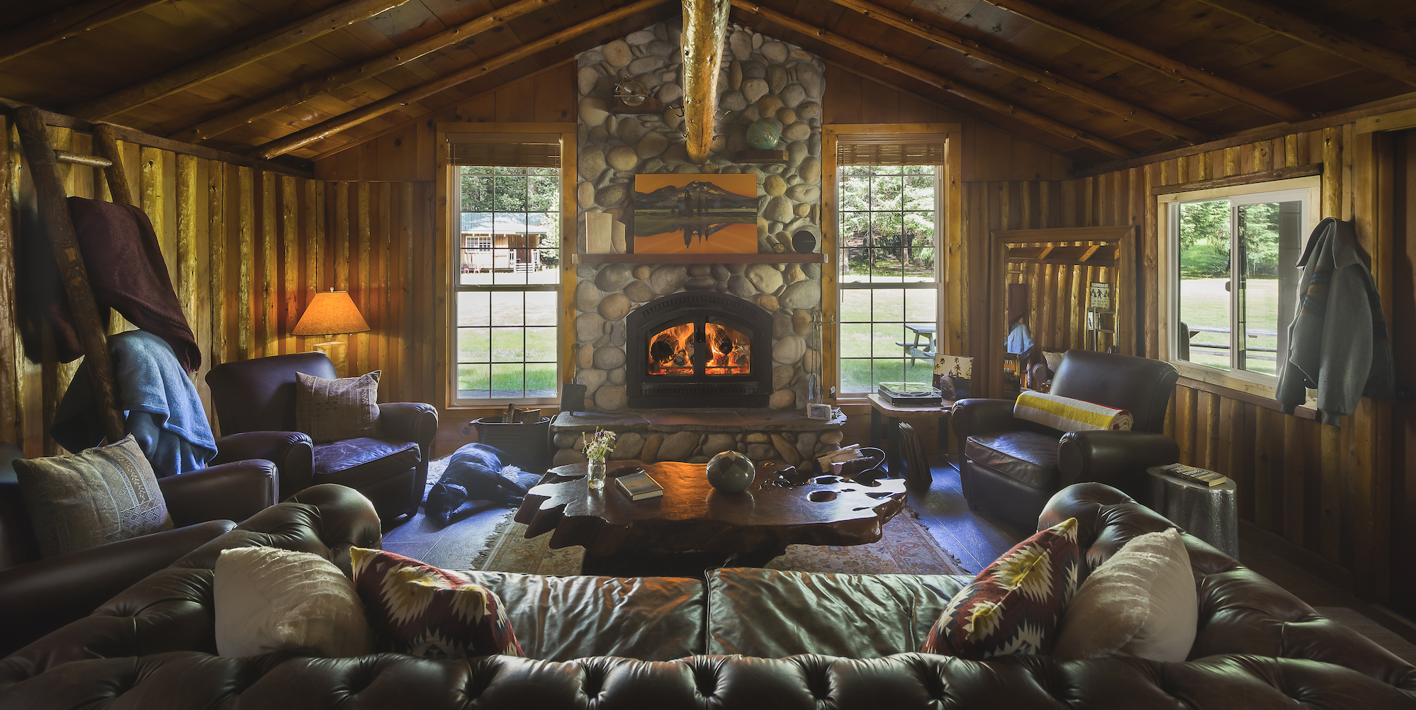 Interior of the communal living room in Half Moon Bar Lodge in Oregon