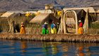 Floating islands on Lake Titicaca in Peru