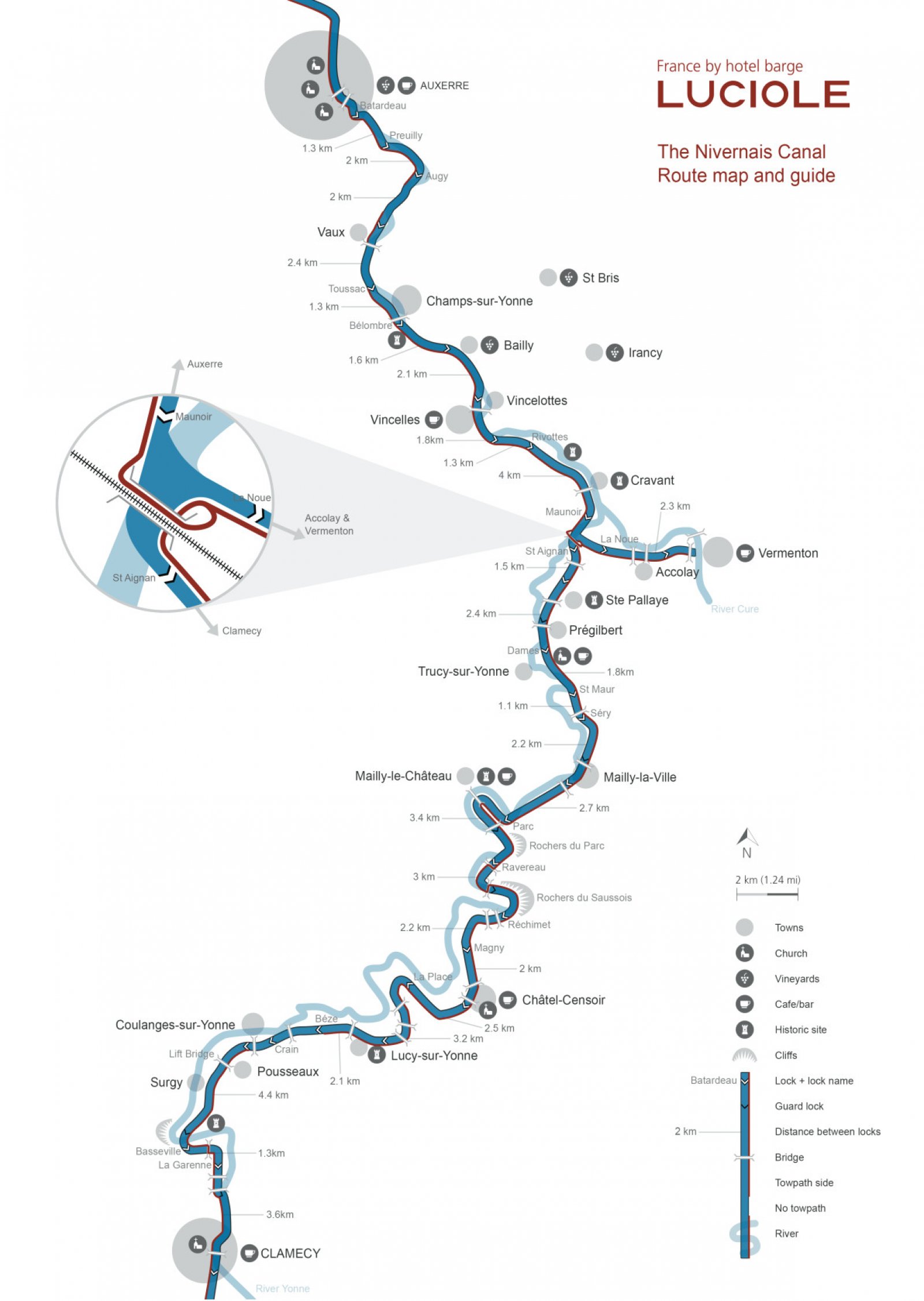 map of the barge luciole route