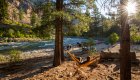 hammock hung in trees at rafting camp along the salmon river in idaho