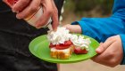 Strawberry and whipped cream desert made on a rafting adventure on the Snake river. 