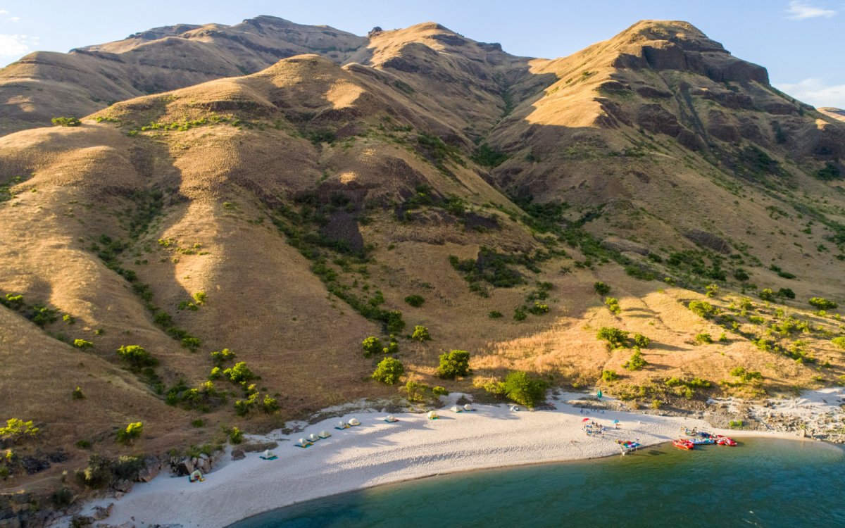 white sandy beaches along the Lower Salmon River, Idaho.