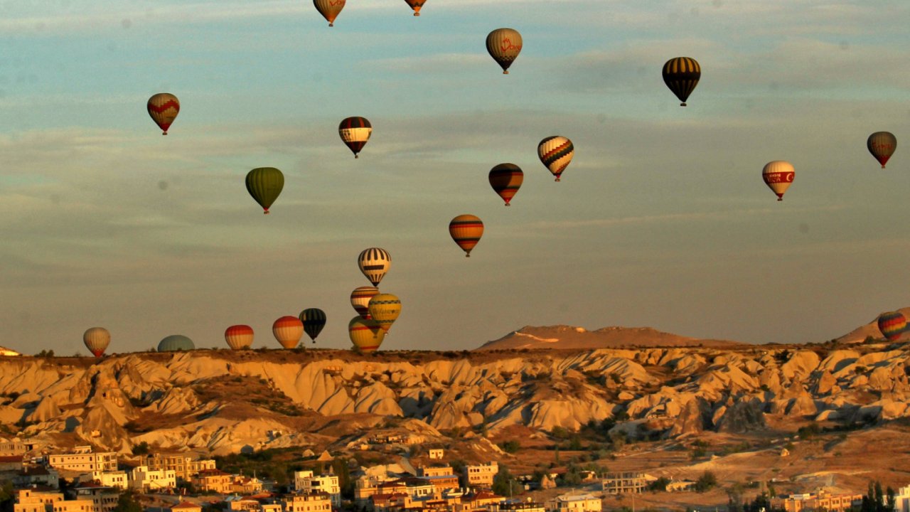 Traditional hot air balloon festival in turkey