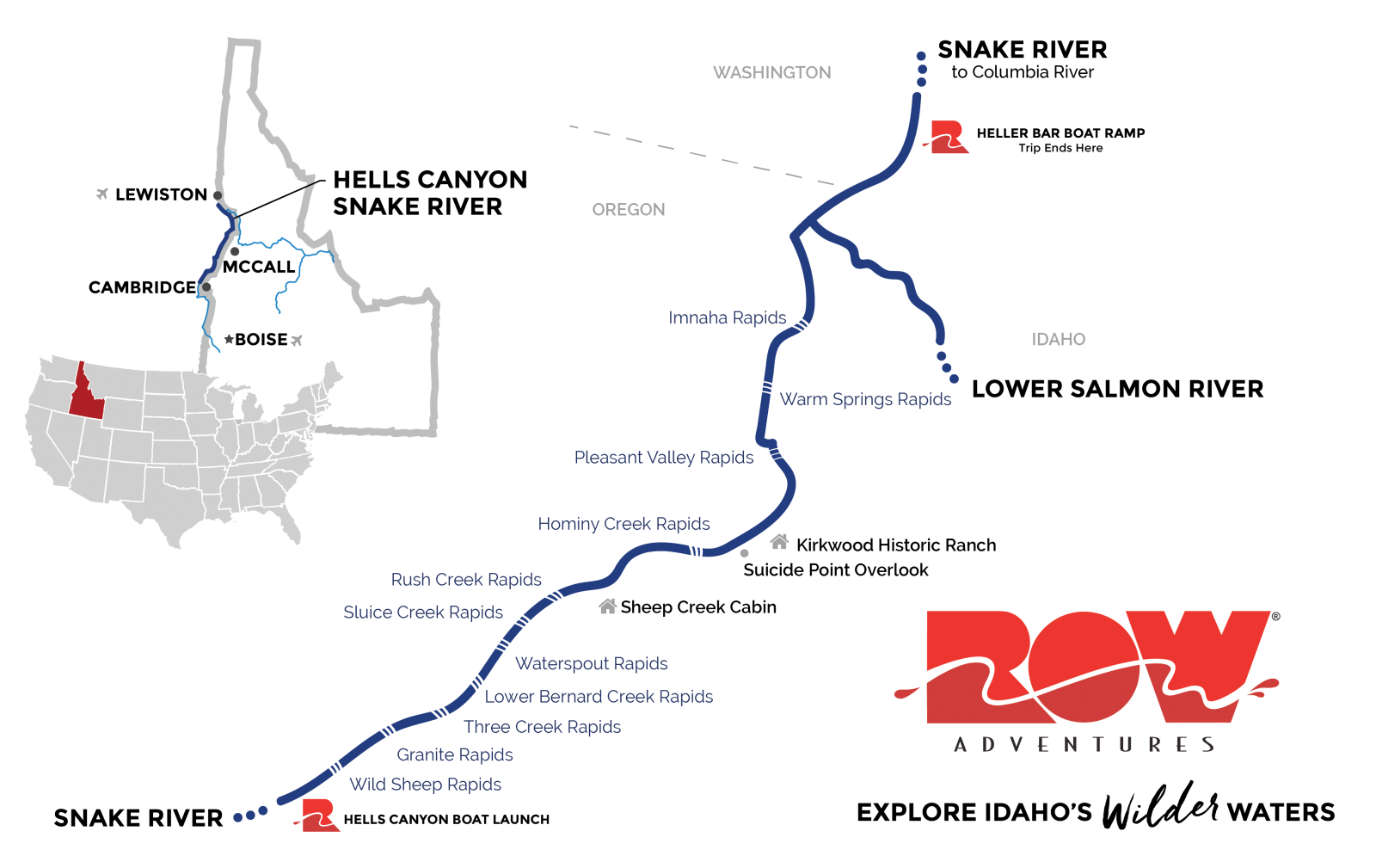 Snake River through Hells Canyon Map